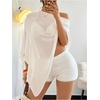 image:imageGORGLITTER Womens Sheer Poncho Shawl Top Bat Wing Cape Tops Crochet Lightweight Wrap Knit Sweater Fall Going Out OutfitsWhite