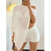 image:imageGORGLITTER Womens Sheer Poncho Shawl Top Bat Wing Cape Tops Crochet Lightweight Wrap Knit Sweater Fall Going Out OutfitsWhite