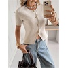 image:imageGORGLITTER Womens Short Sleeve Button Down Sweaters Cardigans Knit Tops Trendy Dressy Cute Cozy Cropped SweaterApricot