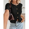 image:imageGORGLITTER Womens Short Sleeve Button Down Sweaters Cardigans Knit Tops Trendy Dressy Cute Cozy Cropped SweaterBlack