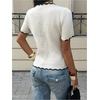 image:imageGORGLITTER Womens Short Sleeve Button Down Sweaters Cardigans Knit Tops Trendy Dressy Cute Cozy Cropped SweaterSolid Apricot