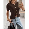 image:imageGORGLITTER Womens Short Sleeve Button Down Sweaters Cardigans Knit Tops Trendy Dressy Cute Cozy Cropped SweaterSolid Coffee Brown