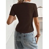 image:imageGORGLITTER Womens Short Sleeve Button Down Sweaters Cardigans Knit Tops Trendy Dressy Cute Cozy Cropped SweaterSolid Coffee Brown