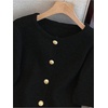 image:imageGORGLITTER Womens Short Sleeve Cardigan Sweater Trendy Fall 2025 Dressy Cute Button Up Lightweight Cable Knit CardiganBlack