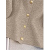image:imageGORGLITTER Womens Short Sleeve Cardigan Sweater Trendy Fall 2025 Dressy Cute Button Up Lightweight Cable Knit CardiganKhaki