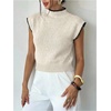 image:imageGORGLITTER Womens Short Sleeve Sweater Tank Top Cropped Cinched Waist Mock Neck Tops Teacher Business Casual OutfitsApricot