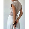 image:imageGORGLITTER Womens Short Sleeve Sweater Tank Top Cropped Cinched Waist Mock Neck Tops Teacher Business Casual OutfitsBrown