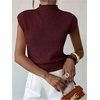 image:imageGORGLITTER Womens Short Sleeve Sweater Tank Top Cropped Cinched Waist Mock Neck Tops Teacher Business Casual OutfitsBurgundy