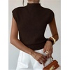 image:imageGORGLITTER Womens Short Sleeve Sweater Tank Top Cropped Cinched Waist Mock Neck Tops Teacher Business Casual OutfitsCoffee Brown