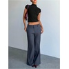image:imageGORGLITTER Womens Short Sleeve Turtleneck Sweater Cropped Light Weight Casual Knit Tops Teacher Fall Outfits 2026Black