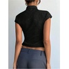 image:imageGORGLITTER Womens Short Sleeve Turtleneck Sweater Cropped Light Weight Casual Knit Tops Teacher Fall Outfits 2026Black