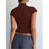 image:imageGORGLITTER Womens Short Sleeve Turtleneck Sweater Cropped Light Weight Casual Knit Tops Teacher Fall Outfits 2026Burgundy