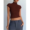 image:imageGORGLITTER Womens Short Sleeve Turtleneck Sweater Cropped Light Weight Casual Knit Tops Teacher Fall Outfits 2026Burgundy