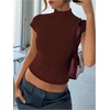 image:imageGORGLITTER Womens Short Sleeve Turtleneck Sweater Cropped Light Weight Casual Knit Tops Teacher Fall Outfits 2026Burgundy