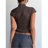image:imageGORGLITTER Womens Short Sleeve Turtleneck Sweater Cropped Light Weight Casual Knit Tops Teacher Fall Outfits 2026Coffee Brown