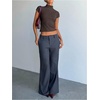 image:imageGORGLITTER Womens Short Sleeve Turtleneck Sweater Cropped Light Weight Casual Knit Tops Teacher Fall Outfits 2026Coffee Brown