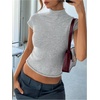 image:imageGORGLITTER Womens Short Sleeve Turtleneck Sweater Cropped Light Weight Casual Knit Tops Teacher Fall Outfits 2026Light Grey