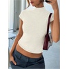 image:imageGORGLITTER Womens Short Sleeve Turtleneck Sweater Cropped Light Weight Casual Knit Tops Teacher Fall Outfits 2026White