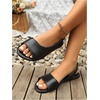 image:imageGORGLITTER Womens Slip on Sandals Dressy Open Toe Ankle Strap Leather Flat SlidesBlack