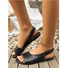 image:imageGORGLITTER Womens Slip on Sandals Dressy Open Toe Ankle Strap Leather Flat SlidesBlack