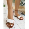 image:imageGORGLITTER Womens Slip on Sandals Dressy Open Toe Ankle Strap Leather Flat SlidesWhite