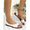 image:imageGORGLITTER Womens Slip on Sandals Dressy Open Toe Ankle Strap Leather Flat SlidesWhite