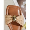 image:imageGORGLITTER Womens Straw Flat Sandals Summer Beach Cute Braided Square Toe Strappy Raffia Metal Slip On Slide SandalsGinger