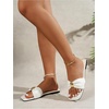 image:imageGORGLITTER Womens Straw Flat Sandals Summer Beach Cute Braided Square Toe Strappy Raffia Metal Slip On Slide SandalsWhite