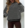 image:imageGORGLITTER Womens Striped Lightweight Sweatshirts Long Sleeve Crew Neck Oversized Pullover Top Fall TrendyBlack Striped