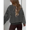 image:imageGORGLITTER Womens Striped Lightweight Sweatshirts Long Sleeve Crew Neck Oversized Pullover Top Fall TrendyBlack Striped