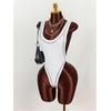 image:imageGORGLITTER Womens Studded Thong Bodysuit Glitter Sleeveless Backless Scoop Neck Slim Fit Party Rave Leotard TopsWhite