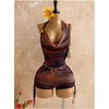 image:imageGORGLITTER Womens Tie Dye Halter Shorts Jumpsuit Rompers Dressy Summer Backless Sleeveless One Piece Jumpsuit UnitardCoffee Brown