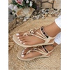 image:imageGORGLITTER Womens Trendy Flat Sandals Dressy Cute Boho Ankle Strap 2026 Floral Flip Flops Slide ShoesApricot