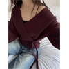 image:imageGORGLITTER Womens Wrap Cardigan Sweaters Long Sleeve Tie Drop Shoulder Trendy Knit Cardigan Outfits Old Money ClothesRedwood