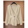 image:imageGORGLITTER Womens Wrap Tops Cardigan Sweater Casual Deep V Neck Long Sleeve Dressy Sweater Casual Going Out OutfitsApricot White