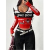 image:imageGORGLITTER Womens Y2K Long Sleeve Cropped Racing Jersey Shirts Fitted Motorcycle Graphic Tees StreetwearMulticolor