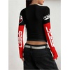 image:imageGORGLITTER Womens Y2K Long Sleeve Cropped Racing Jersey Shirts Fitted Motorcycle Graphic Tees StreetwearMulticolor
