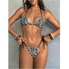 image:imageGORGLITTER Womens Zebra Bikini Set Sexy Beaded Halter Triangle Top High Cut Thong Cheeky Beach Swimsuit Bathing SuitBlack and White