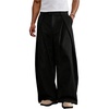 image:imageGORGLITTER Mens Baggy Dress Pants Pleated Wide Leg High Waisted Barrel Trousers Track Pants Work Business CasualBlack