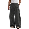 image:imageGORGLITTER Mens Baggy Dress Pants Pleated Wide Leg High Waisted Barrel Trousers Track Pants Work Business CasualBlack and White Striped