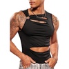 image:imageGORGLITTER Mens Grommet Cropped T Shirt Y2K Rave Top Going Out Outfits Sleeveless Shirts Party Club Tank TopsSolid Black