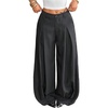 image:imageGORGLITTER Womens Barrel Leg Pants Pleated Low Rise Baggy Ballon Dress Pants Business Casual Trousers with PocketsBlack and White