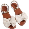 image:imageGORGLITTER Womens Bow Pearls Flat Sandals Metallic Ankle Strap Open Toe Dressy Slide ShoesBeige