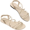 image:imageGORGLITTER Womens Criss Cross Sandals Dressy Summer Flat Toe Ring Ankle Strap Slide SandalsBeige