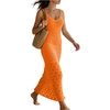 image:imageGORGLITTER Womens Crochet Maxi Dress Sleeveless Knit Bodycon Vacation Summer Beach SundressOrange