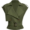 image:imageGORGLITTER Womens Cropped Short Trench Coat Casual Dressy Belted Cap Sleeve Sleeveless Vest Coats Crop Going Out JacketsArmy Green