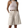 image:imageGORGLITTER Womens Dressy Wide Leg Dress Bermuda Shorts Casual Business Pleated High Waisted Summer Trouser ShortsPleated Apricot