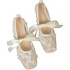 image:imageGORGLITTER Womens Floral Lace Mesh Ballet Flats Comfortable Dressy Square Closed Toe Bow Ballerina Dress ShoesBeige