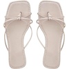 image:imageGORGLITTER Womens Gold Sandals Square Toe Strappy Thong Dressy Summer Cute Vacation Flip Flops Slides ShoesBeige
