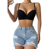 image:imageGORGLITTER Womens Lace Bra Padded Balconette Wireless Bralette Sexy Everyday Bras Black 36C